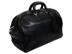 Sodling, black leather duffle bag